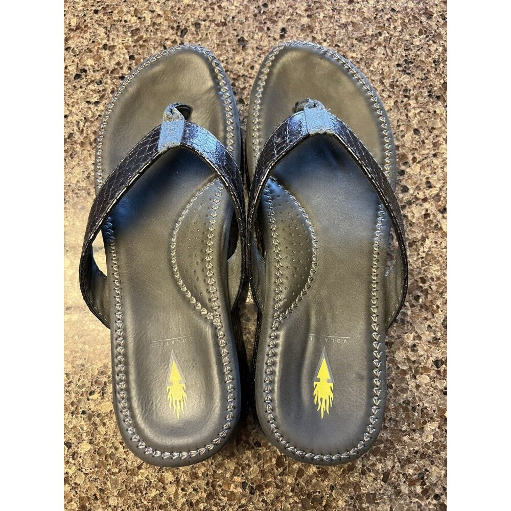 Volatile Mini Croco Wedge Women's Size 9.0  Platform Grey Sandal Flip Flop - Picture 3 of 9